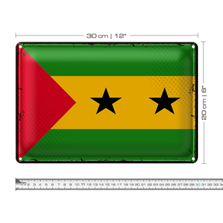 Blechschild Flagge São Tomé und Príncipe 30x20cm Retro Flag