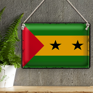 Blechschild Flagge São Tomé und Príncipe 30x20cm Retro Flag