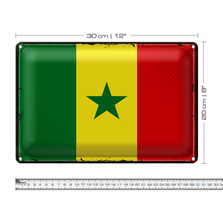 Blechschild Flagge Senegal 30x20cm Retro Flag of Senegal