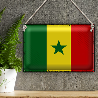 Blechschild Flagge Senegal 30x20cm Retro Flag of Senegal