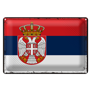 Blechschild Flagge Serbien 30x20cm Retro Flag of Serbia