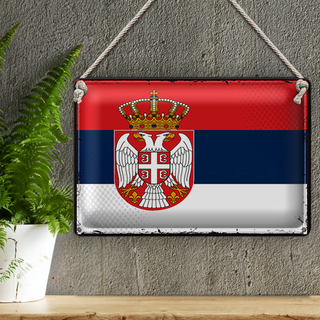 Blechschild Flagge Serbien 30x20cm Retro Flag of Serbia