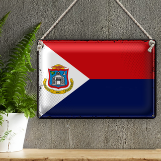 Blechschild Flagge Sint Maarten 30x20cm Retro Sint Maarten
