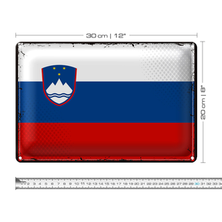 Blechschild Flagge Slowenien 30x20cm Retro Flag Slovenia