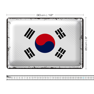 Blechschild Flagge Südkorea 30x20cm Retro Flag South Korea