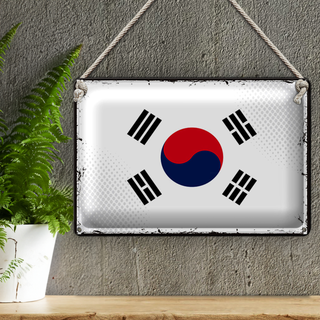 Blechschild Flagge Südkorea 30x20cm Retro Flag South Korea