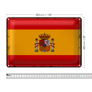 Blechschild Flagge Spanien 30x20cm Retro Flag of Spain