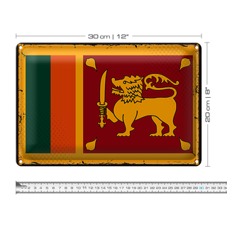 Blechschild Flagge Sri Lanka 30x20cm Retro Flag Sri Lanka