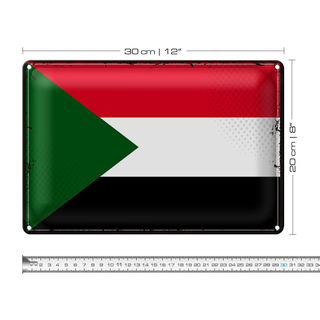 Blechschild Flagge Sudan 30x20cm Retro Flag of Sudan