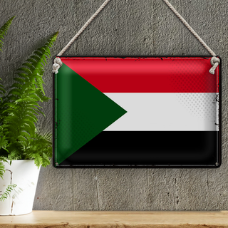 Blechschild Flagge Sudan 30x20cm Retro Flag of Sudan