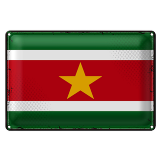 Blechschild Flagge Suriname 30x20cm Retro Flag of Suriname