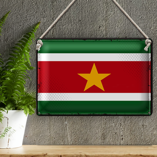 Blechschild Flagge Suriname 30x20cm Retro Flag of Suriname
