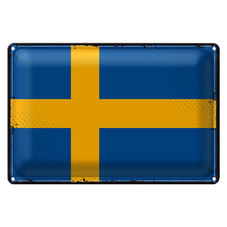 Blechschild Flagge Schweden 30x20cm Retro Flag of Sweden