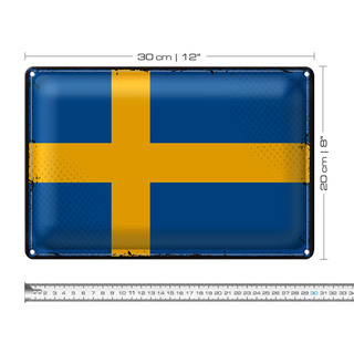Blechschild Flagge Schweden 30x20cm Retro Flag of Sweden