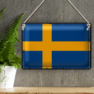Blechschild Flagge Schweden 30x20cm Retro Flag of Sweden