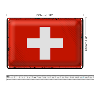 Blechschild Flagge Schweiz 30x20cm Retro Flag Switzerland