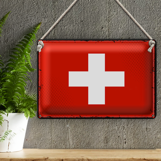 Blechschild Flagge Schweiz 30x20cm Retro Flag Switzerland