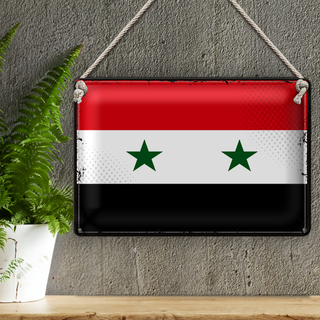 Blechschild Flagge Syrien 30x20cm Retro Flag of Syria
