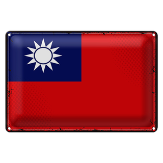 Blechschild Flagge China 30x20cm Retro Flag of Taiwan