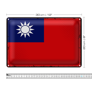 Blechschild Flagge China 30x20cm Retro Flag of Taiwan