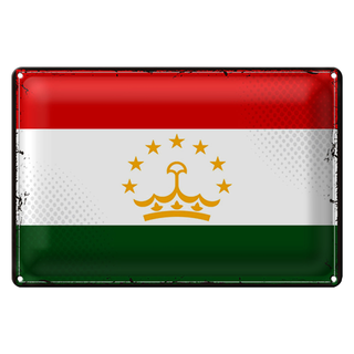 Blechschild Flagge Tadschikistan 30x20cm Retro Tajikistan