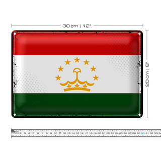Blechschild Flagge Tadschikistan 30x20cm Retro Tajikistan