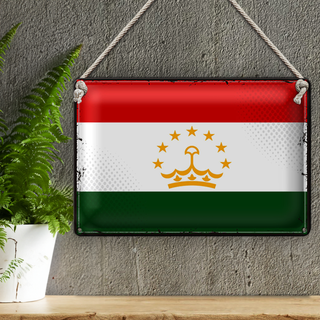 Blechschild Flagge Tadschikistan 30x20cm Retro Tajikistan