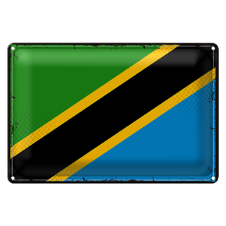 Blechschild Flagge Tansania 30x20cm Retro Flag of Tanzania