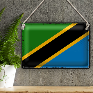 Blechschild Flagge Tansania 30x20cm Retro Flag of Tanzania