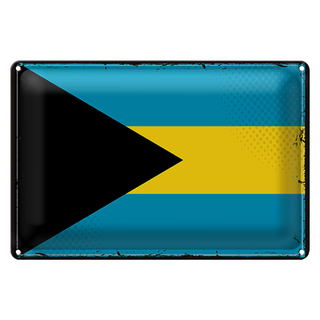 Blechschild Flagge Bahamas 30x20cm Retro Flag of Bahamas