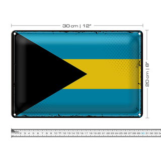 Blechschild Flagge Bahamas 30x20cm Retro Flag of Bahamas