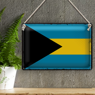 Blechschild Flagge Bahamas 30x20cm Retro Flag of Bahamas