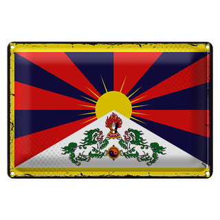 Blechschild Flagge Tibet 30x20cm Retro Flag of Tibet