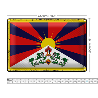 Blechschild Flagge Tibet 30x20cm Retro Flag of Tibet
