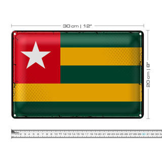Blechschild Flagge Togo 30x20cm Retro Flag of Togo