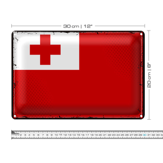 Blechschild Flagge Tonga 30x20cm Retro Flag of Tonga