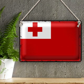 Blechschild Flagge Tonga 30x20cm Retro Flag of Tonga