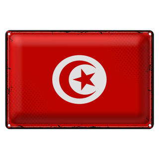 Blechschild Flagge Tunesien 30x20cm Retro Flag of Tunisia