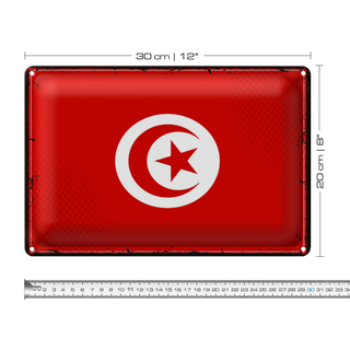 Blechschild Flagge Tunesien 30x20cm Retro Flag of Tunisia