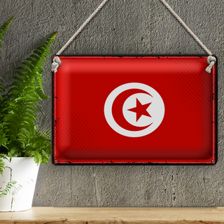 Blechschild Flagge Tunesien 30x20cm Retro Flag of Tunisia