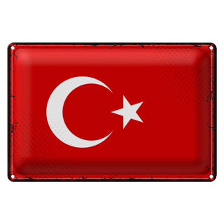 Blechschild Flagge Türkei 30x20cm Retro Flag of Turkey