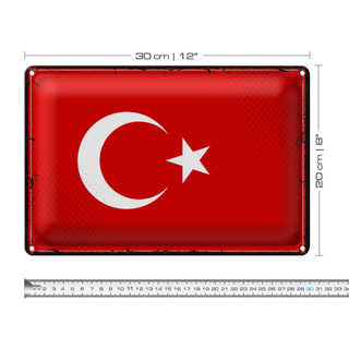Blechschild Flagge Türkei 30x20cm Retro Flag of Turkey