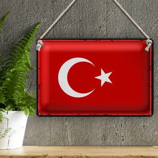 Blechschild Flagge Türkei 30x20cm Retro Flag of Turkey