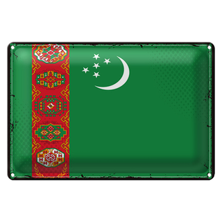Blechschild Flagge Turkmenistan 30x20cm Retro Turkmenistan
