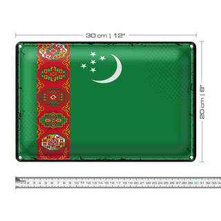 Blechschild Flagge Turkmenistan 30x20cm Retro Turkmenistan