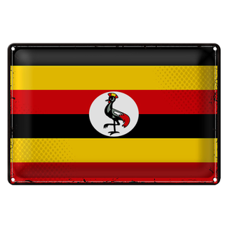 Blechschild Flagge Uganda 30x20cm Retro Flag of Uganda