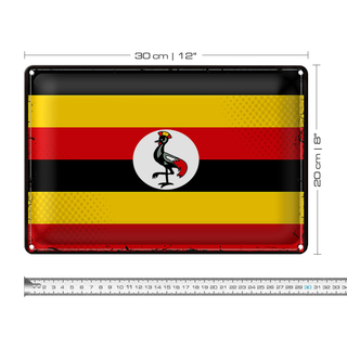 Blechschild Flagge Uganda 30x20cm Retro Flag of Uganda