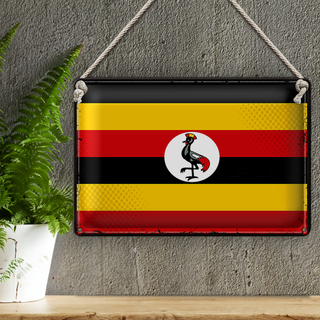 Blechschild Flagge Uganda 30x20cm Retro Flag of Uganda