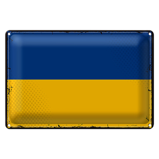 Blechschild Flagge Ukraine 30x20cm Retro Flag of Ukraine