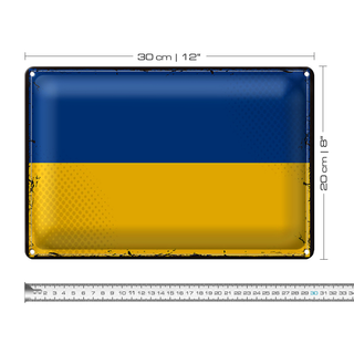 Blechschild Flagge Ukraine 30x20cm Retro Flag of Ukraine